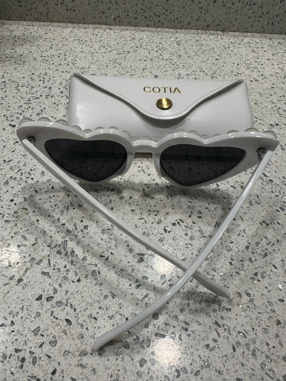 Bridal White Hearts Pearl Sunglasses